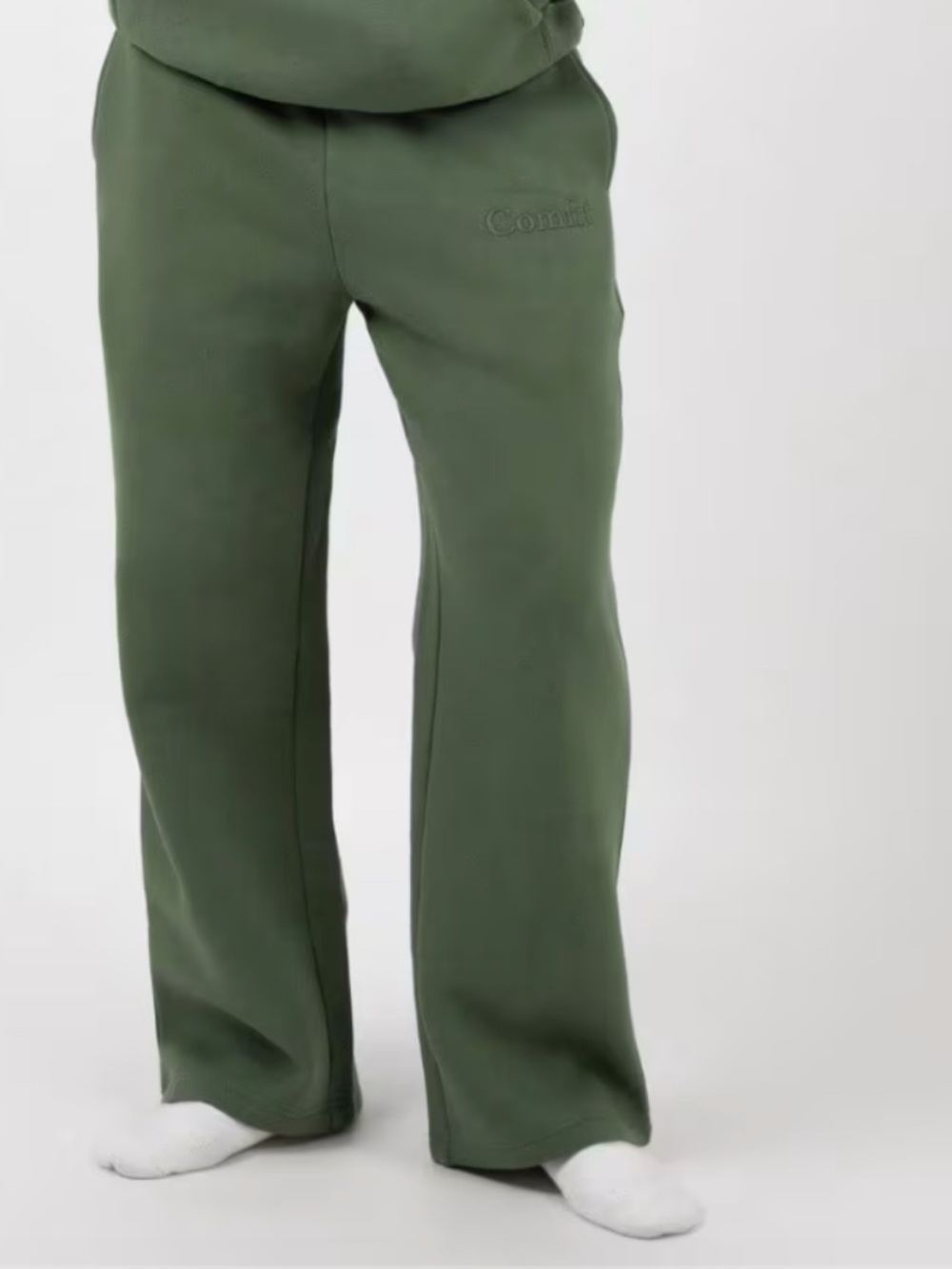 COMFRT $60 Unisex Small Solid Forest Green Minimalist Straight Leg Sweatpants